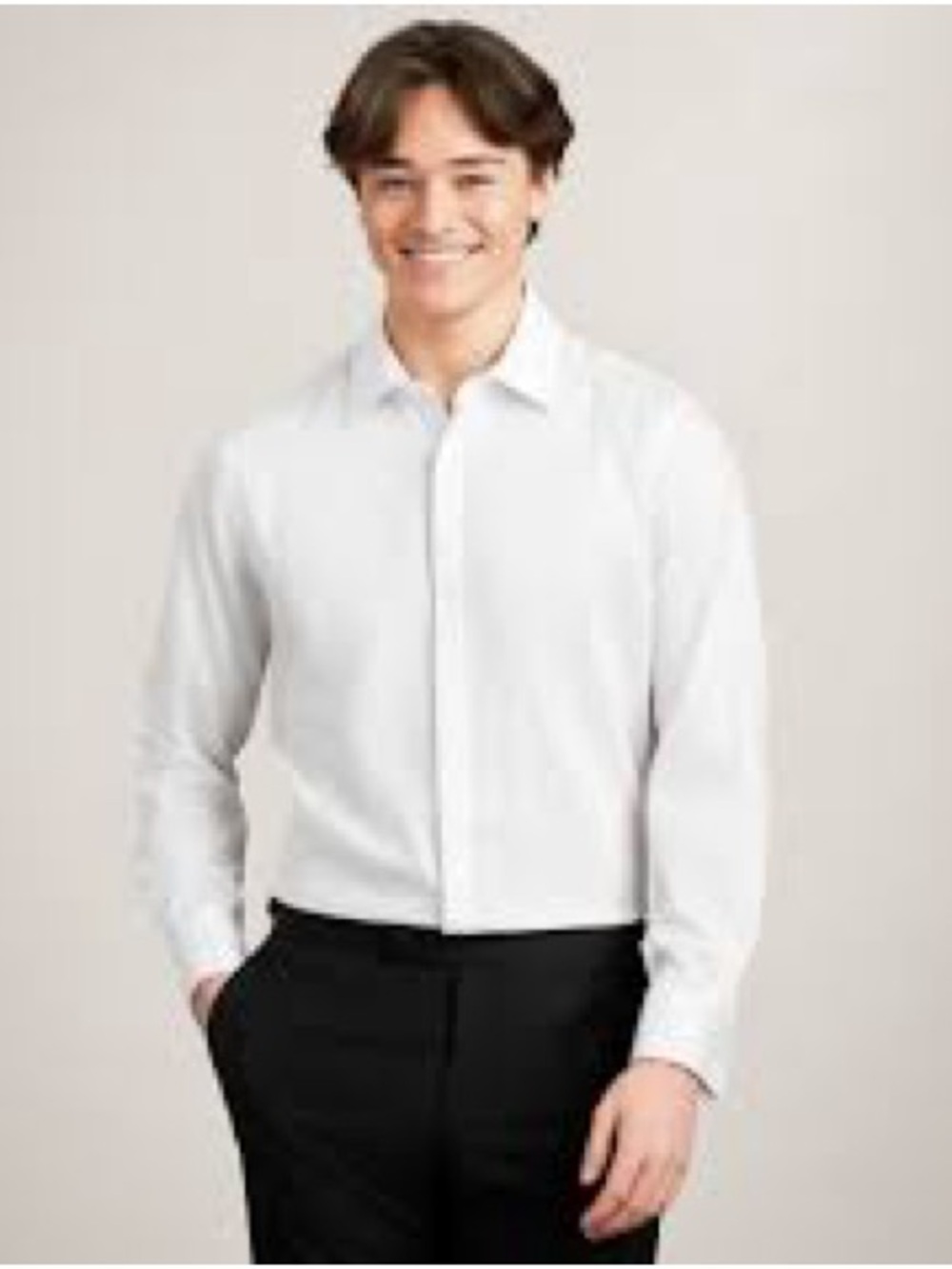 HUGO Men's White Long-Sleeve Dress Shirt